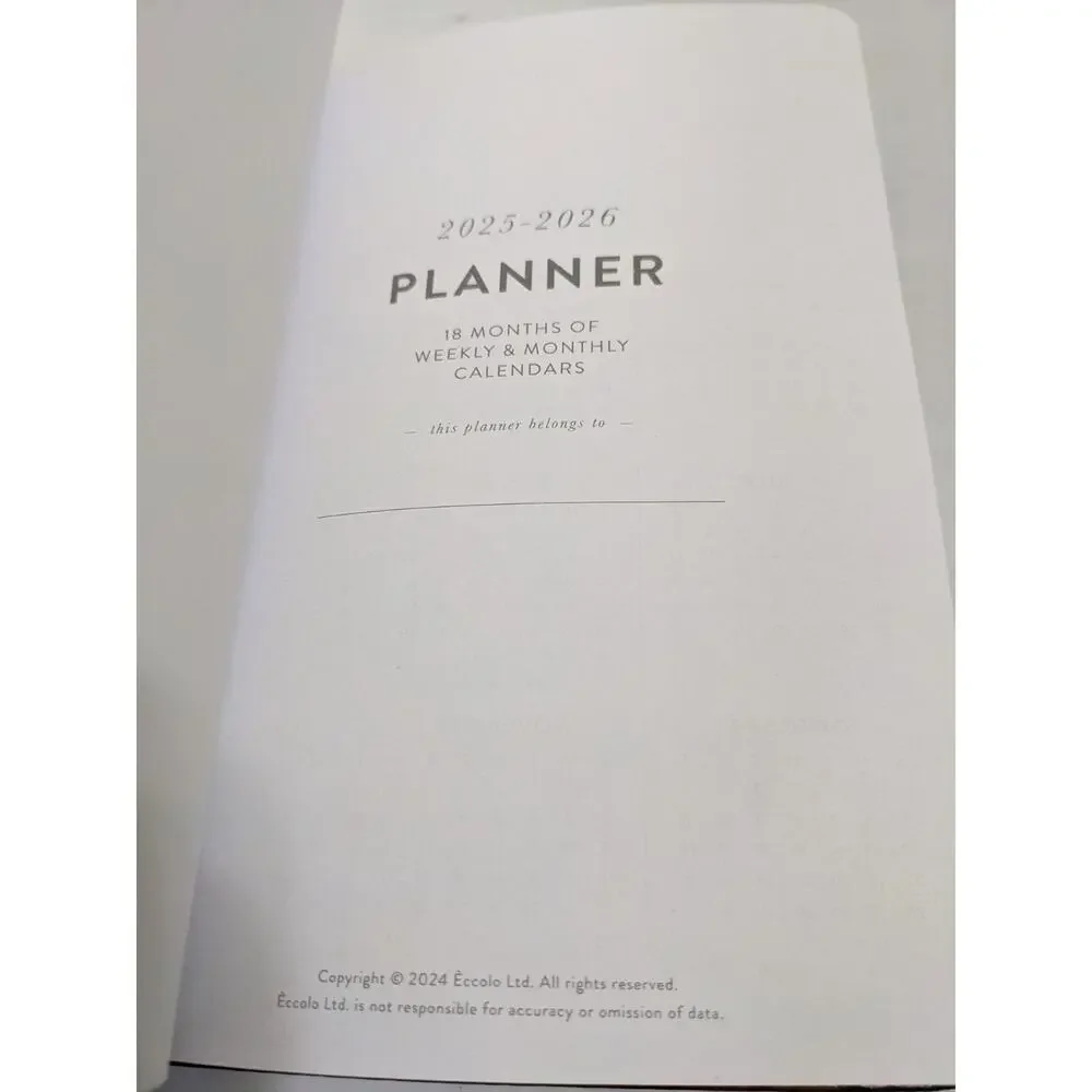 New Eccolo 2025-2026 Weekly Planner Leatherette Soft Covers Map Embossed Unique